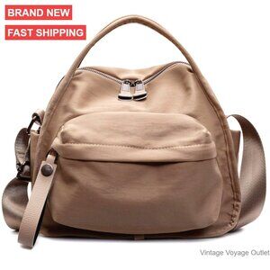 Nylon Crossbody Hobo Bag with Front Pocket Top Handle Satchel Purse